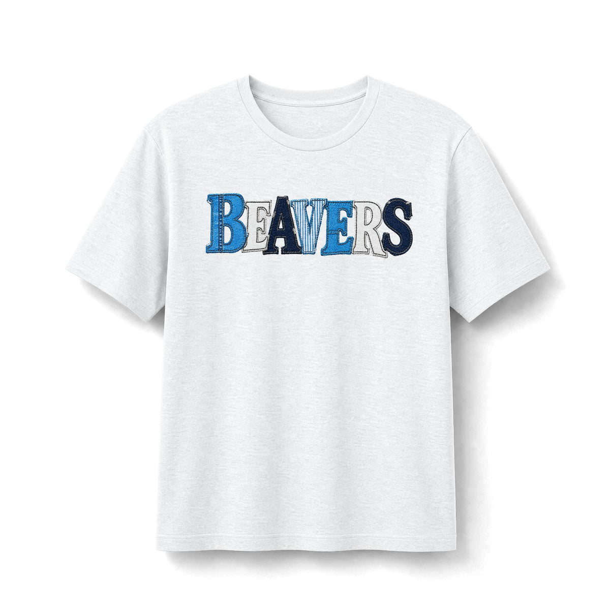 Beavers Denim Patchwork Tee - Bella+Canvas Heather CVC