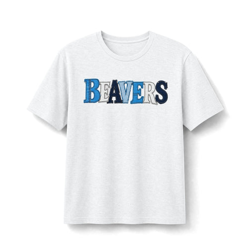 Beavers Denim Patchwork Tee - Bella+Canvas Heather CVC