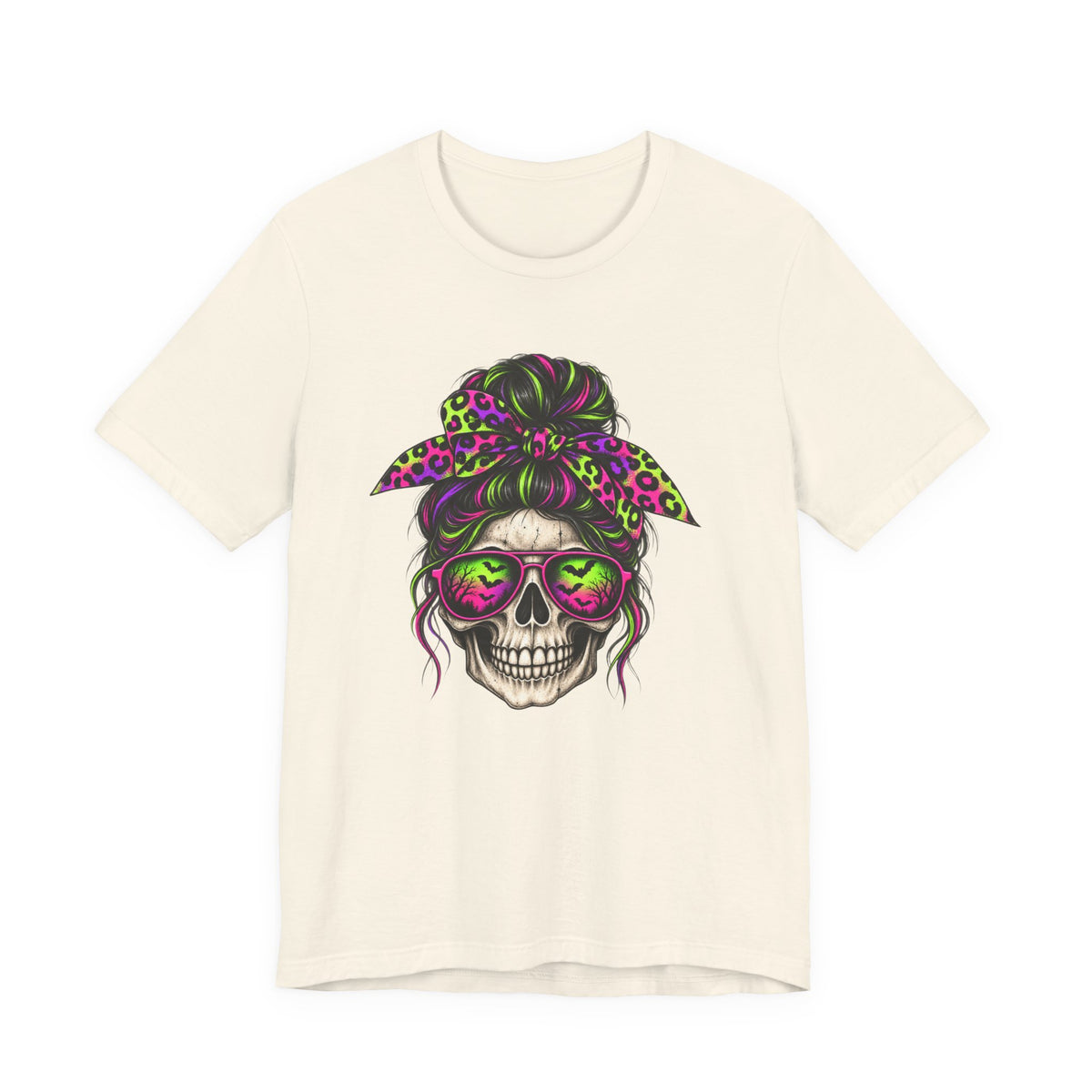 Neon Skeleton Girl T-Shirt - Colorful Halloween Graphics Tee