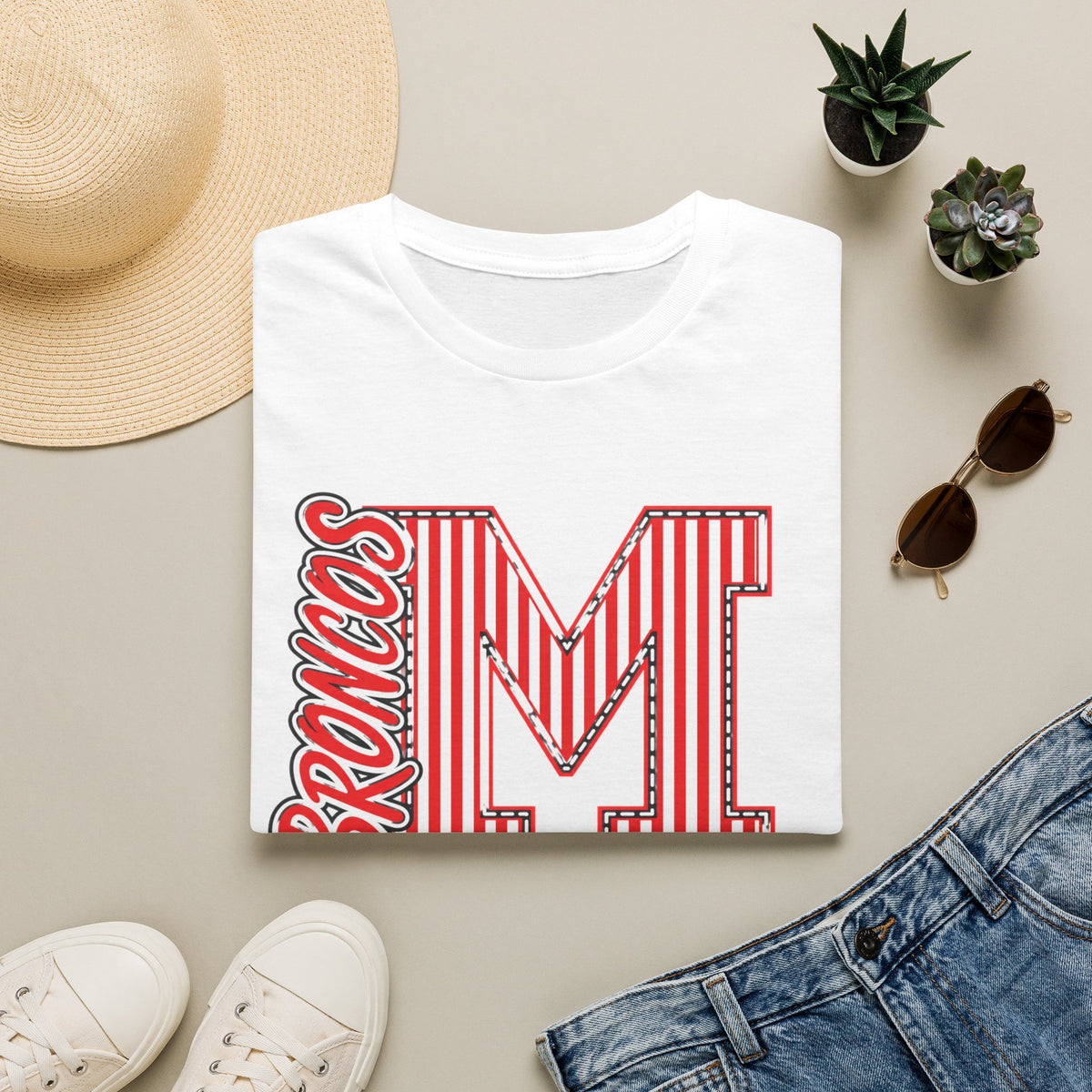 Broncos Varsity "M" Tee - Retro Letter Graphic T-Shirt