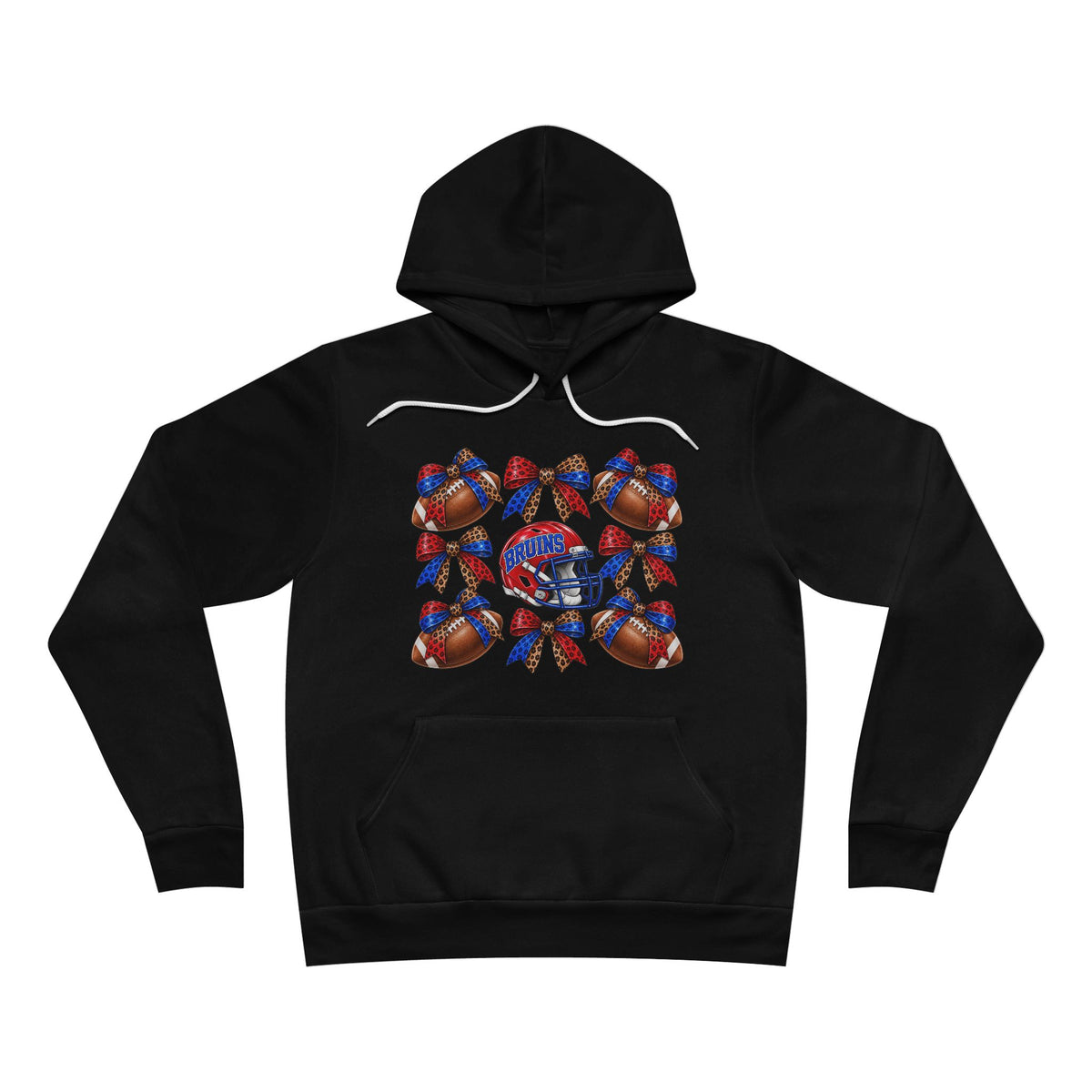 Bruins Football Bow Hoodie - Red, Royal & Leopard Game Day Sweatshirt