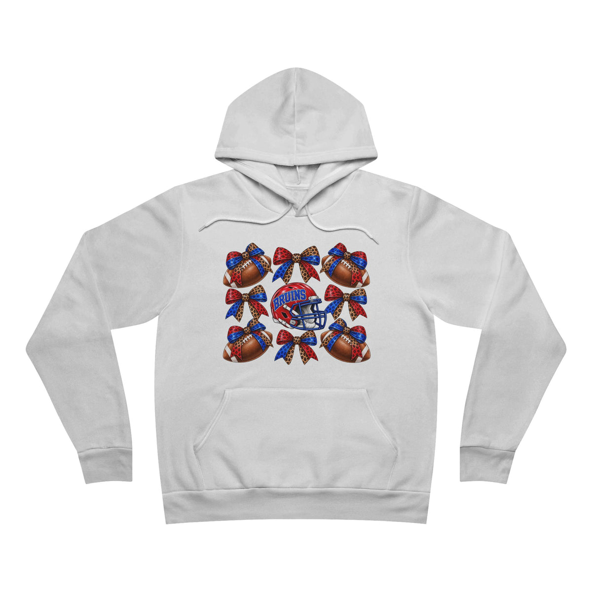 Bruins Football Bow Hoodie - Red, Royal & Leopard Game Day Sweatshirt