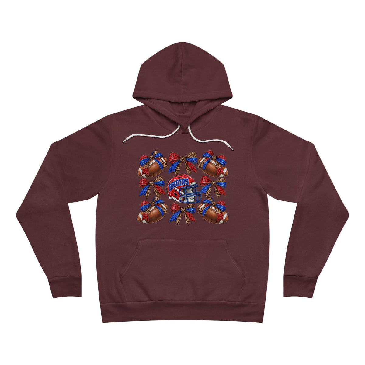 Bruins Football Bow Hoodie - Red, Royal & Leopard Game Day Sweatshirt