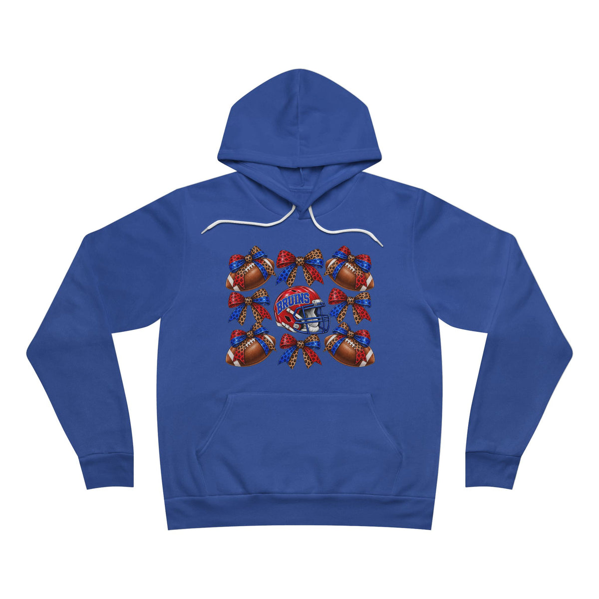 Bruins Football Bow Hoodie - Red, Royal & Leopard Game Day Sweatshirt