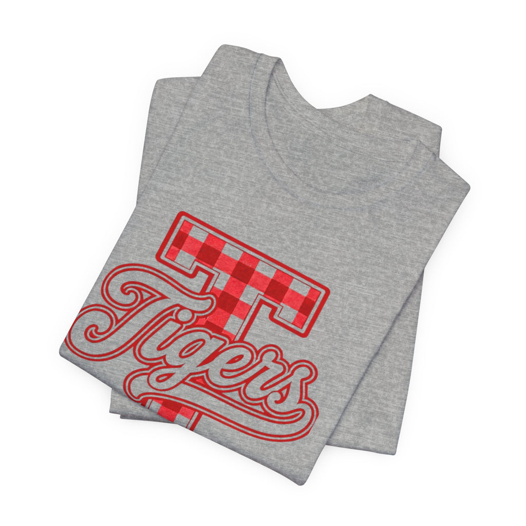 Tigers Plaid Varsity Tee - Preppy Script T-Shirt
