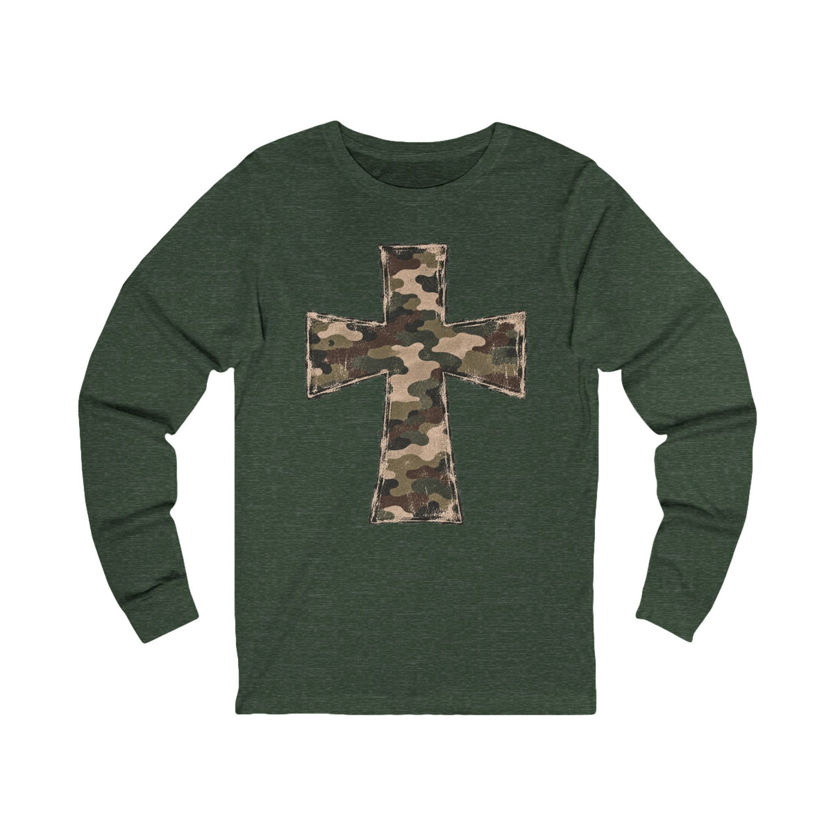 Camo Cross Long Sleeve Tee-Bella+Canvas
