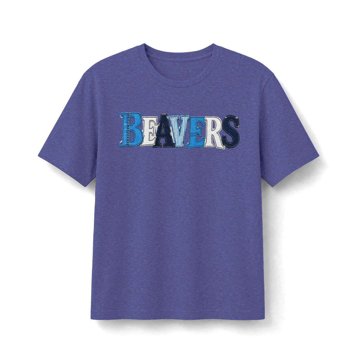 Beavers Denim Patchwork Tee - Bella+Canvas Heather CVC