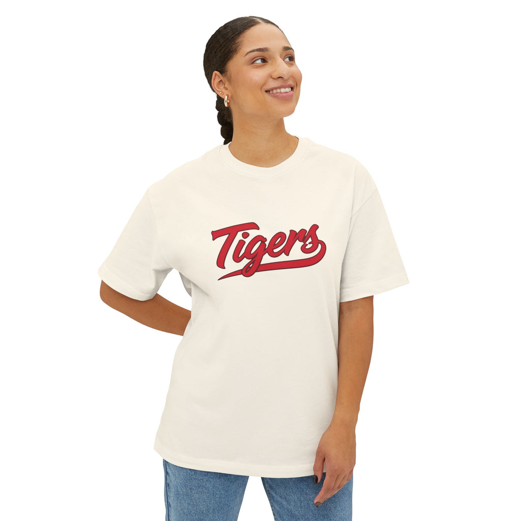 Tigers Script Tee | White oversized boxy T-shirt