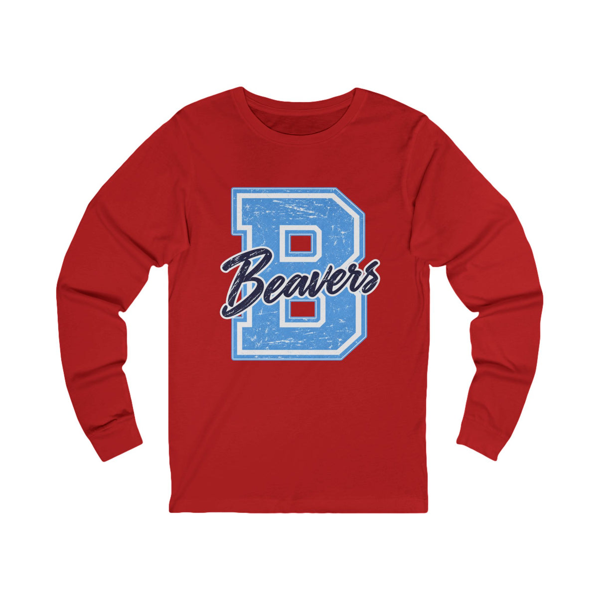 Beavers Distressed Letterman Long Sleeve Tee