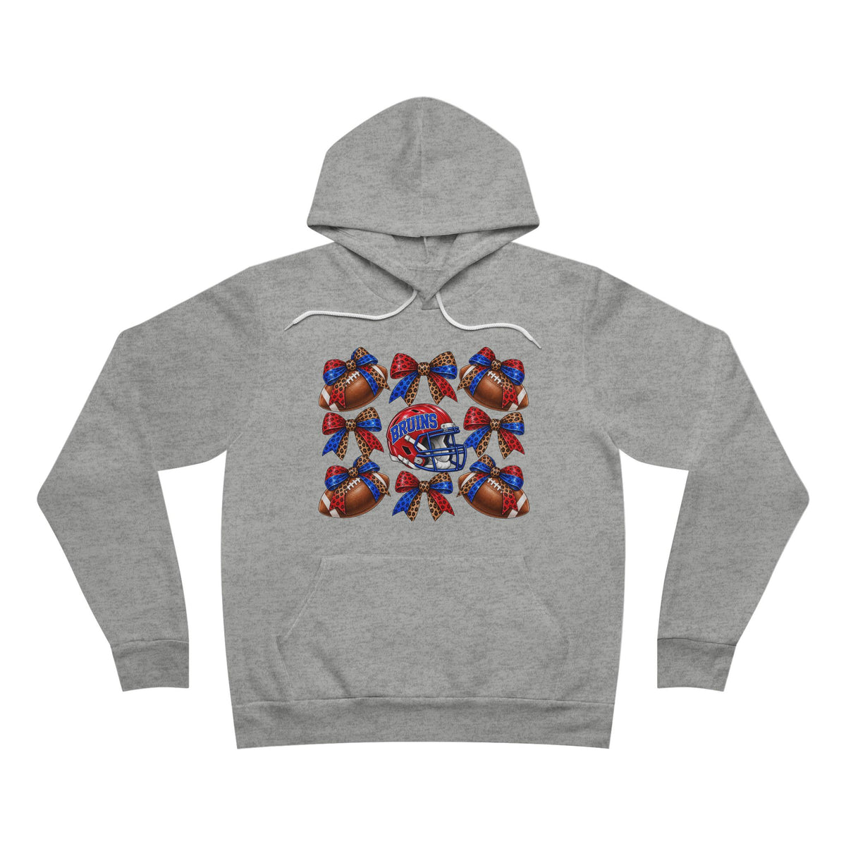Bruins Football Bow Hoodie - Red, Royal & Leopard Game Day Sweatshirt