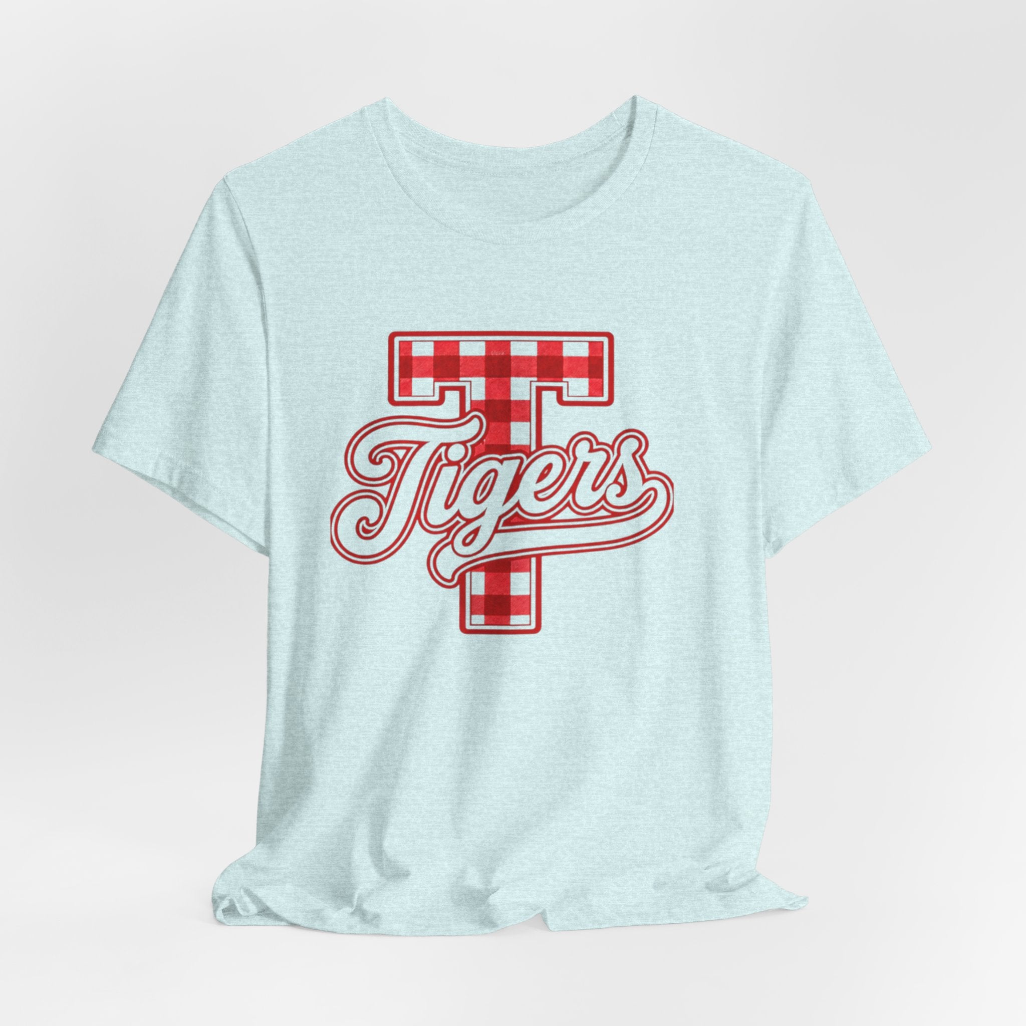 Tigers Plaid Varsity Tee - Preppy Script T-Shirt