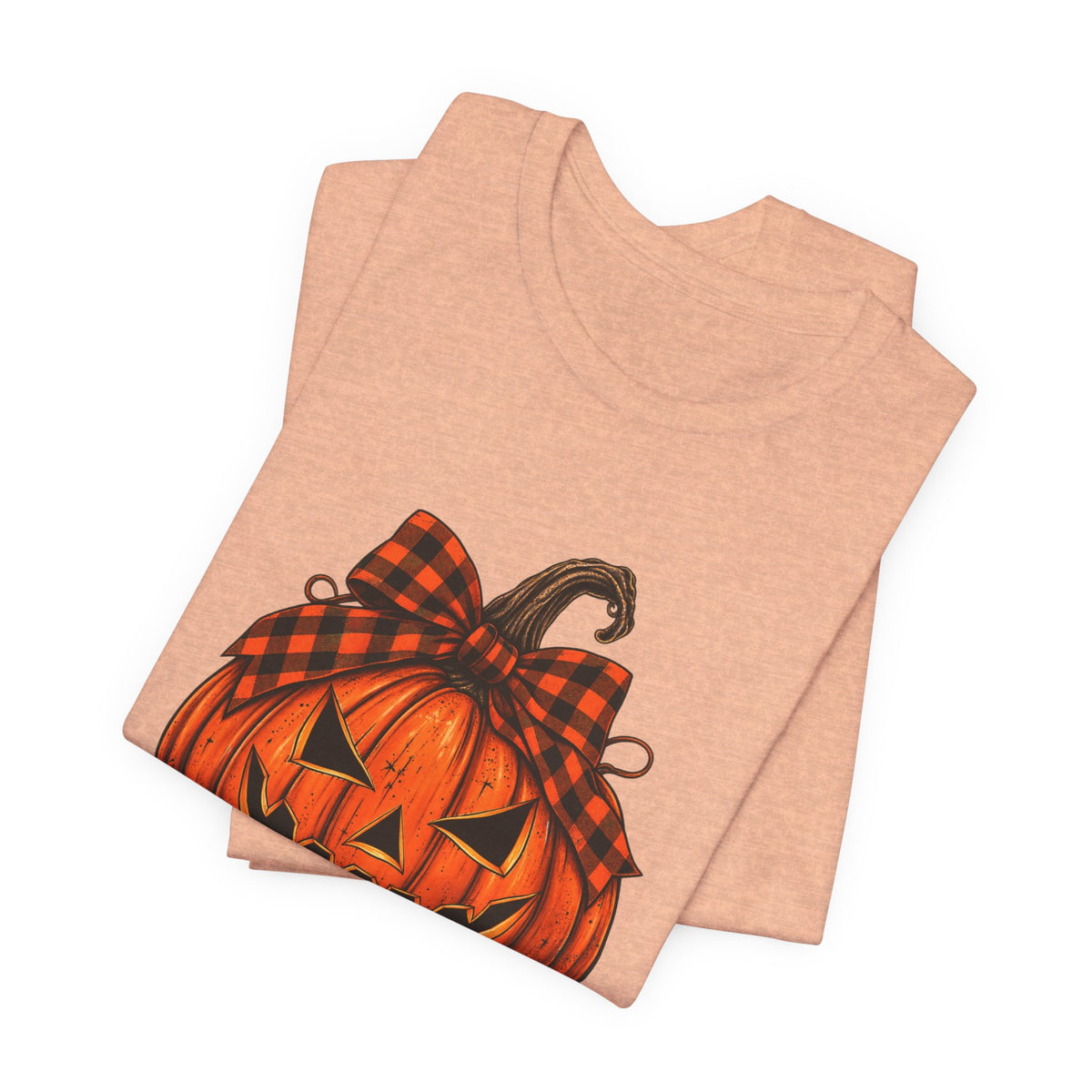 Plaid Bow Pumpkin T-Shirt - Vintage Halloween Graphic Tee
