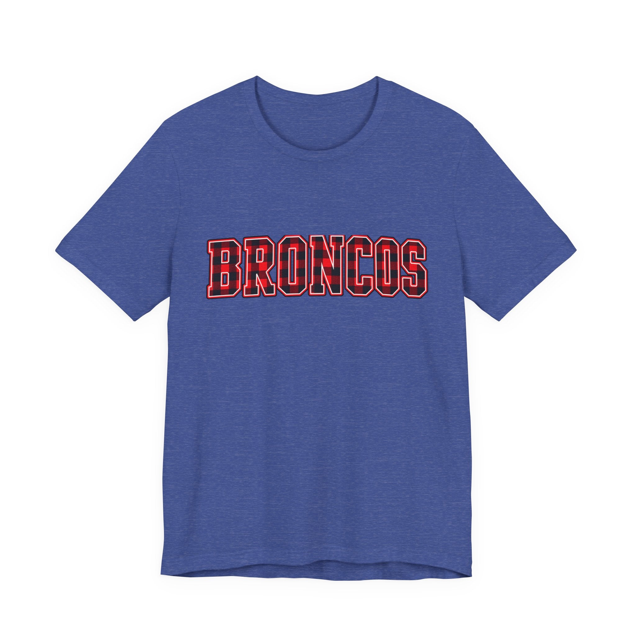 Broncos Buffalo Plaid Varsity Tee - Bella+Canvas 3001