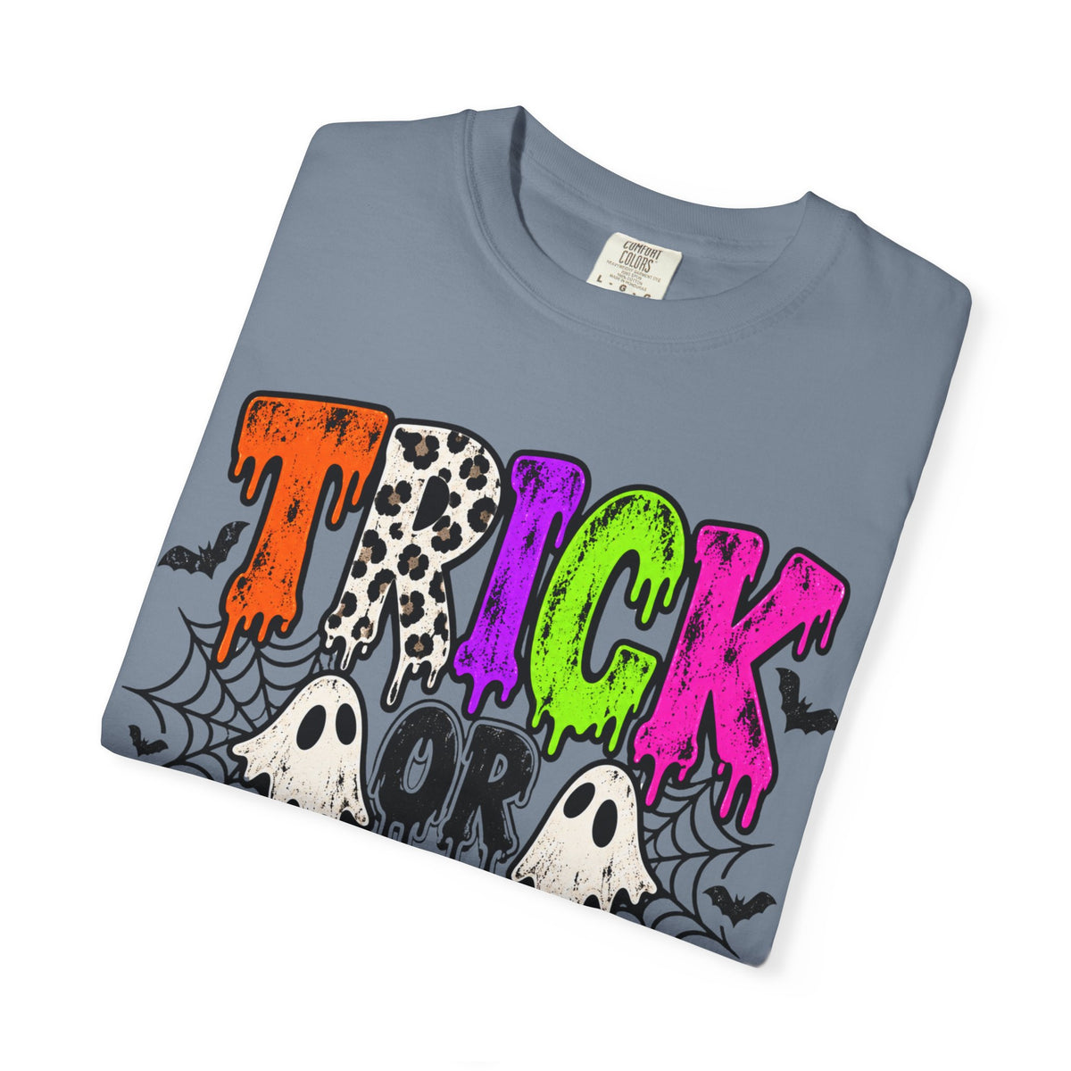 Trick or Treat Halloween Tee - Retro Ghost & Checkerboard T-Shirt