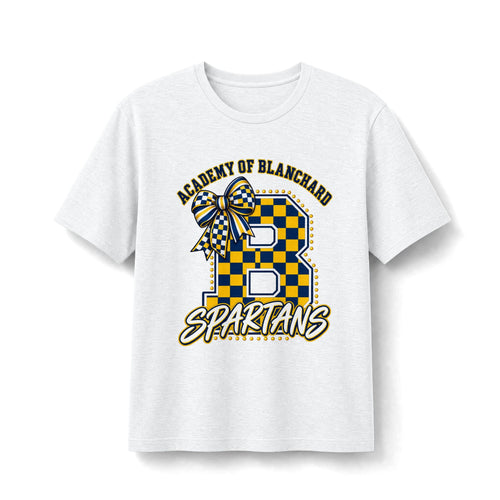Academy of Blanchard Spartans Bow T-Shirt - Checkered Tee