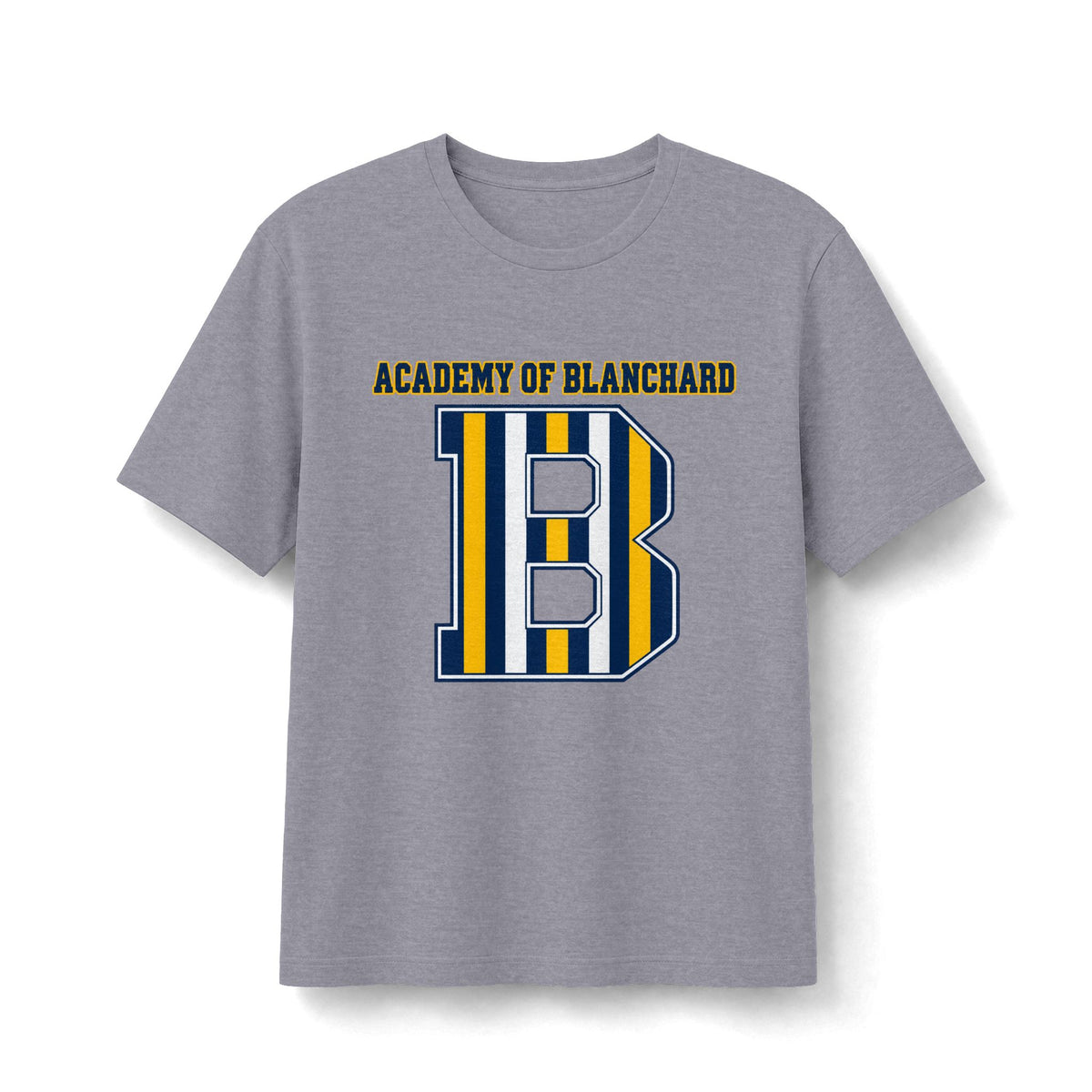 Academy of Blanchard Striped "B" T-Shirt - Navy and Gold School Tee