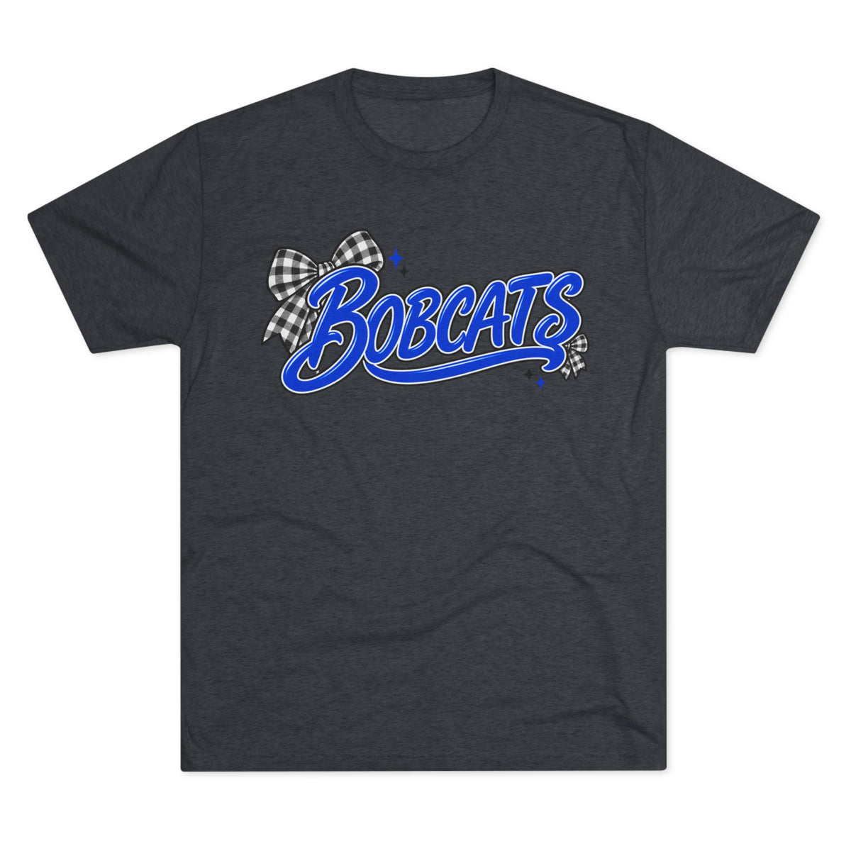Bobcats T-Shirt - Retro Script with Gingham Bow