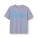 Beavers Columbia Blue & Silver Sparkle Script Tee