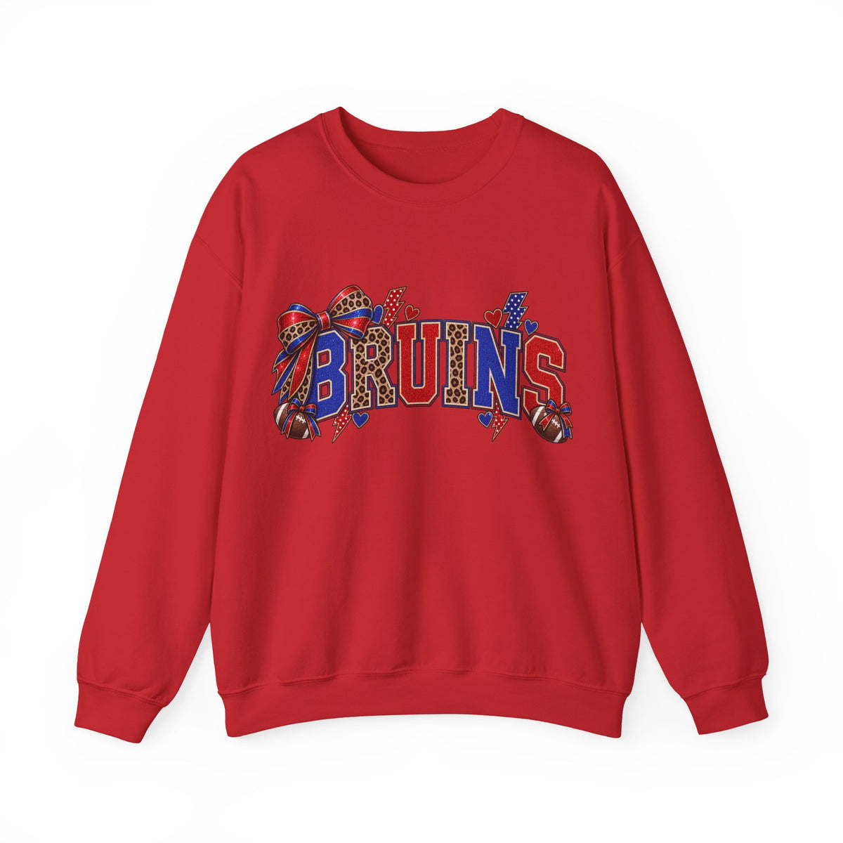Bruins Football Crewneck Sweatshirt - Leopard Bow Game Day Sweatshirt