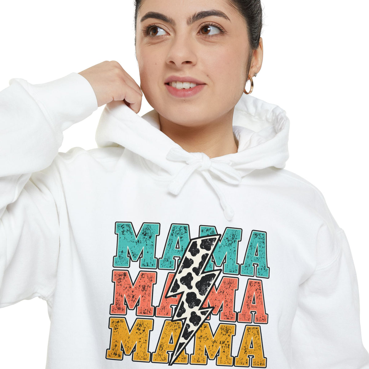 Retro MAMA Cow Print Hoodie