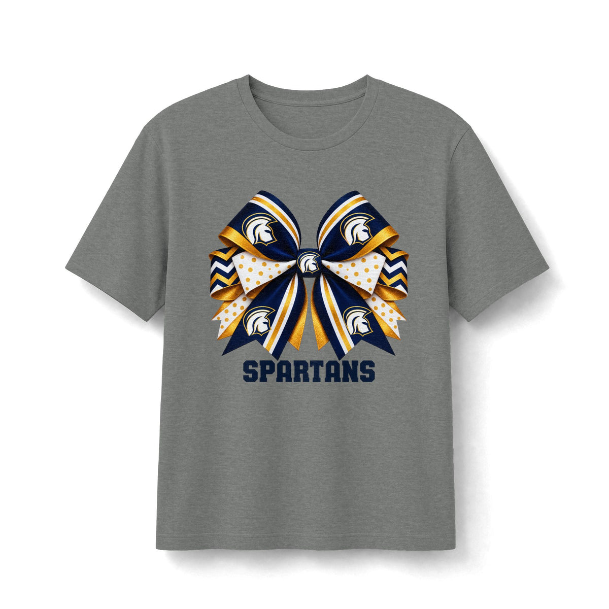 Academy of Blanchard Spartans Bow T-Shirt - Navy and Gold School Tee