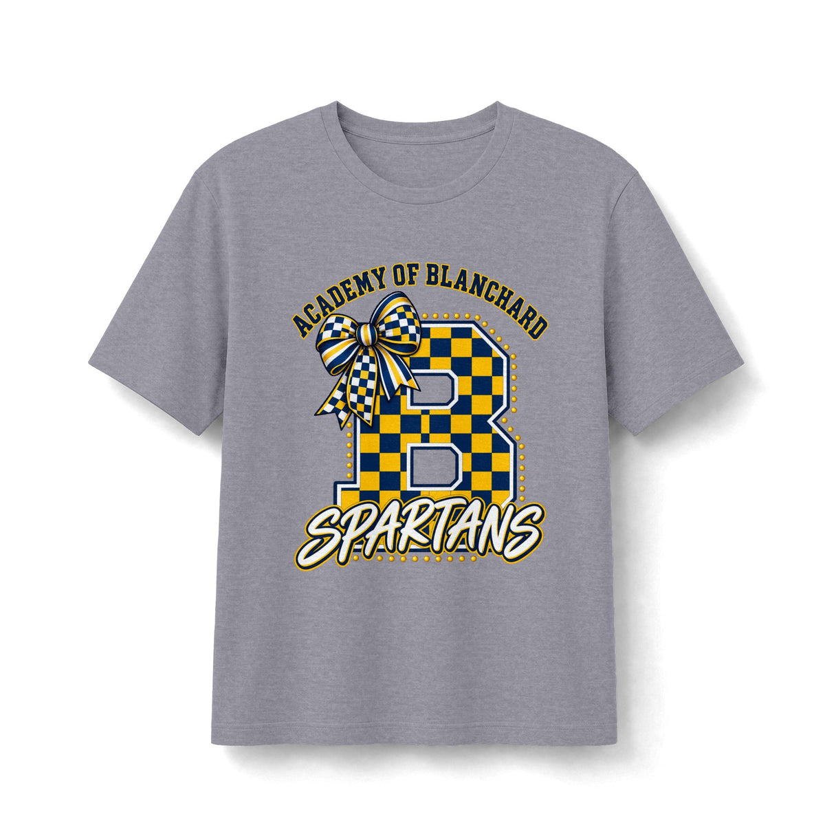 Academy of Blanchard Spartans Bow T-Shirt - Checkered Tee