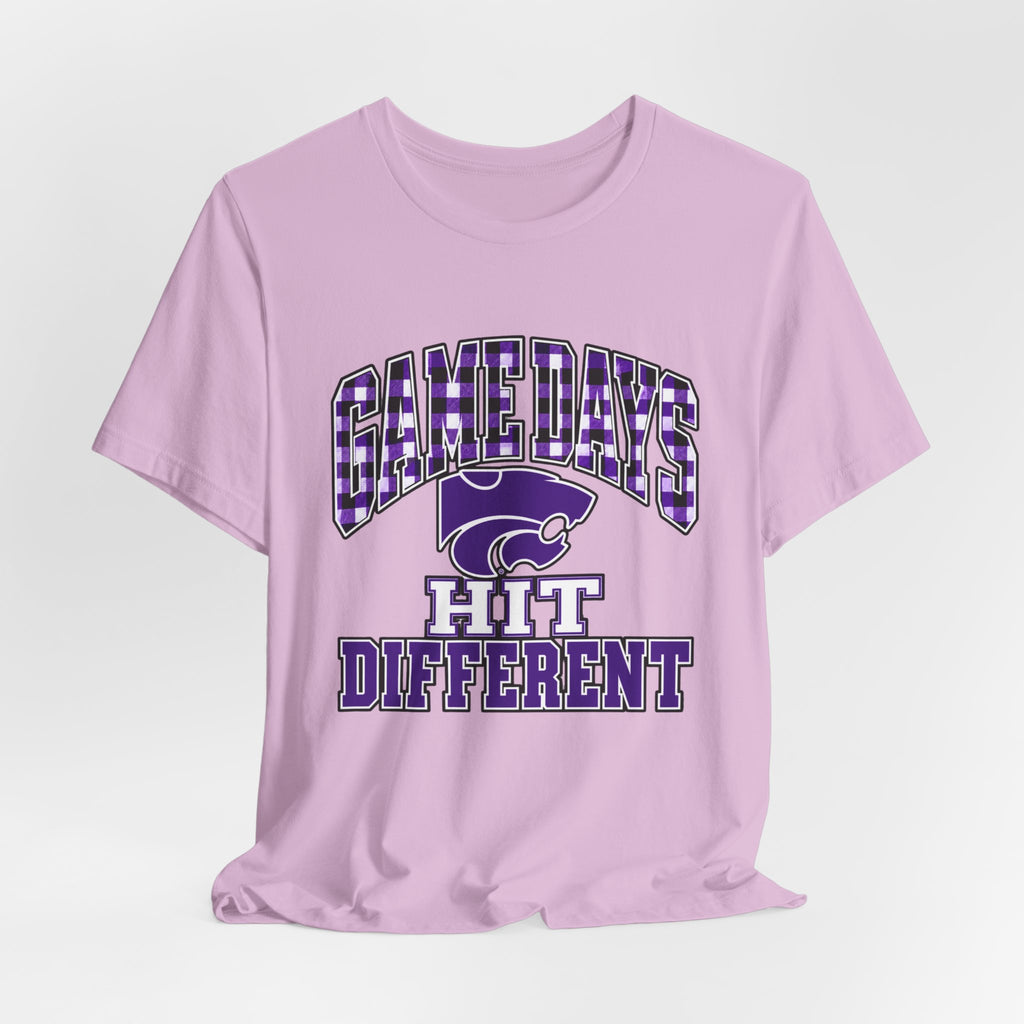 Game Days Hit Different Wildcats Tee - Purple Plaid Game Day Shirt