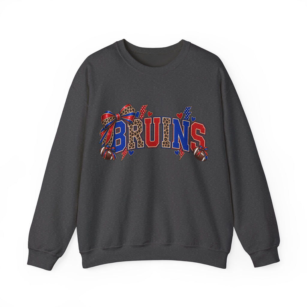 Bruins Football Crewneck Sweatshirt - Leopard Bow Game Day Sweatshirt