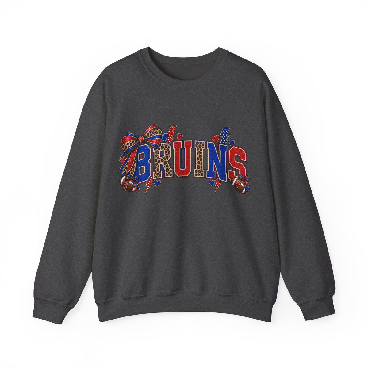 Bruins Football Crewneck Sweatshirt - Leopard Bow Game Day Sweatshirt