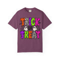 Trick or Treat Halloween Tee - Retro Ghost & Checkerboard T-Shirt