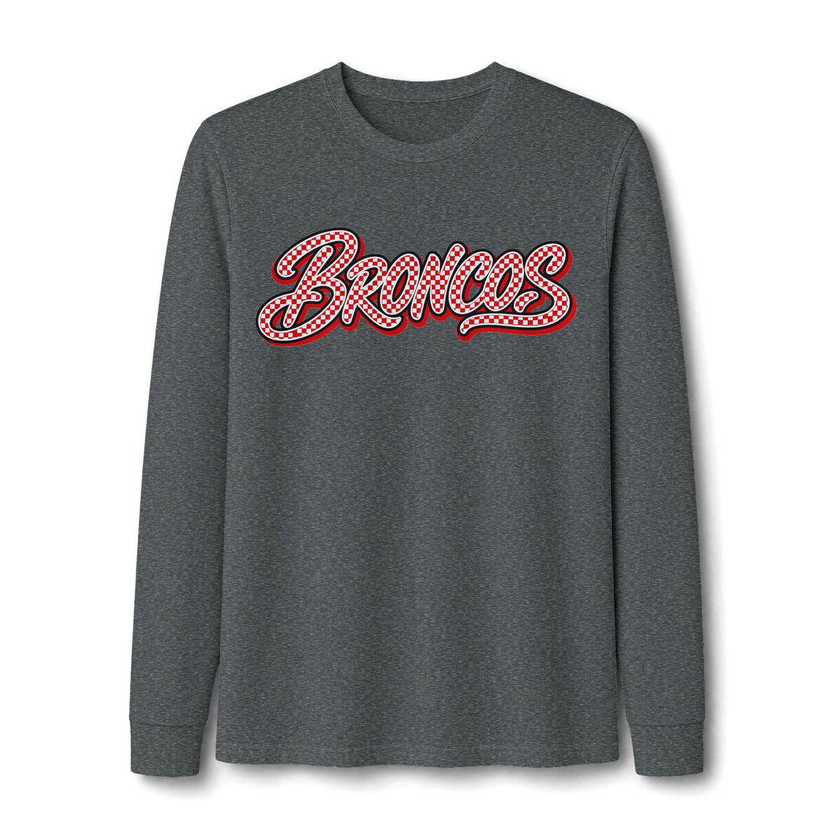 Broncos Checkered Script Tri-Blend Long Sleeve Tee