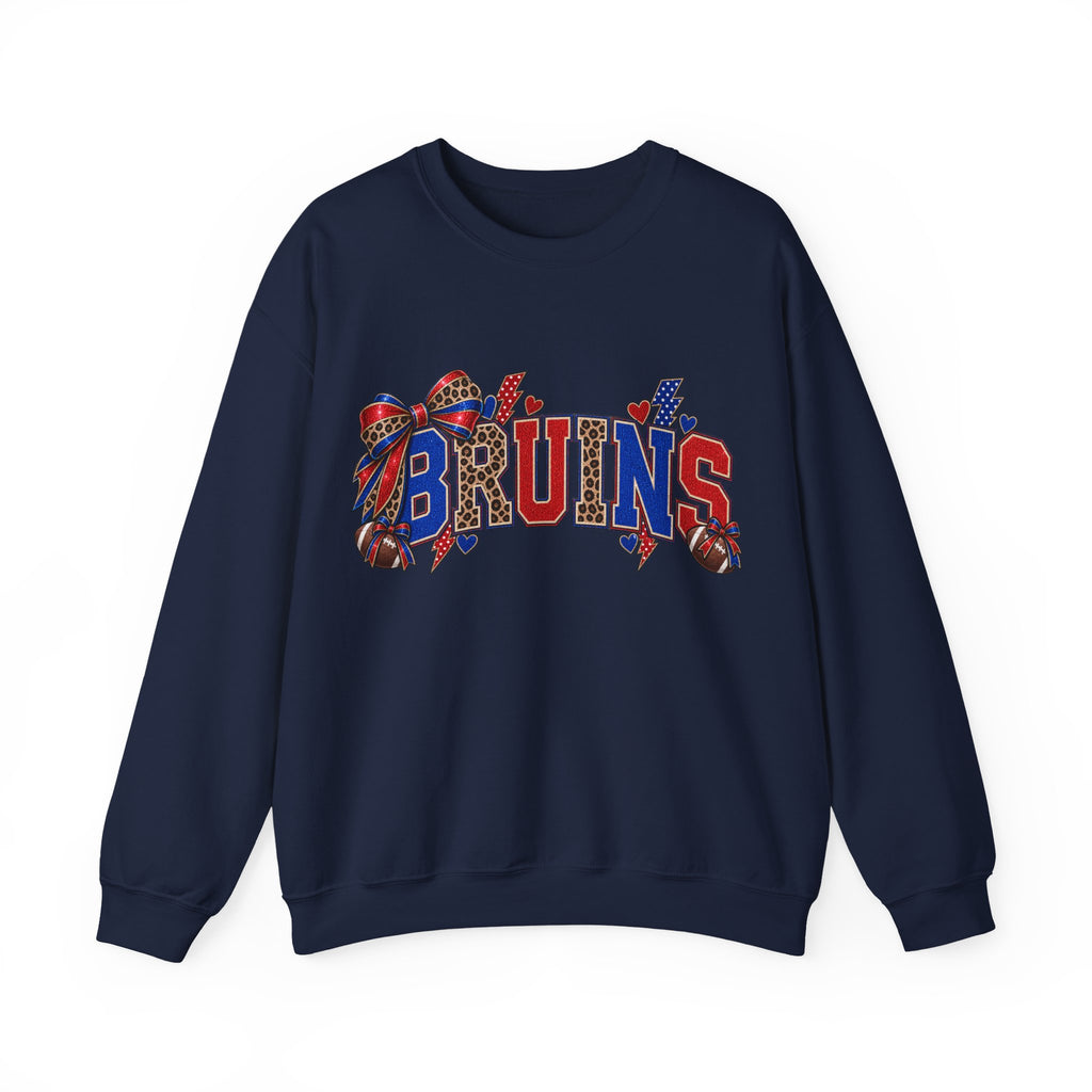 Bruins Football Crewneck Sweatshirt - Leopard Bow Game Day Sweatshirt