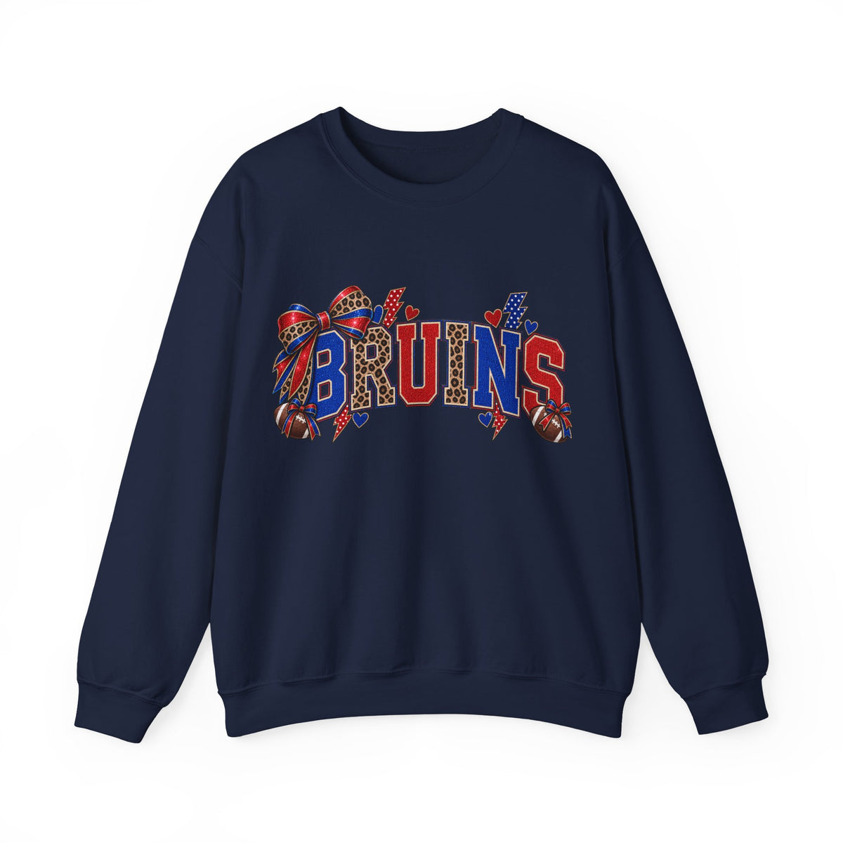 Bruins Football Crewneck Sweatshirt - Leopard Bow Game Day Sweatshirt