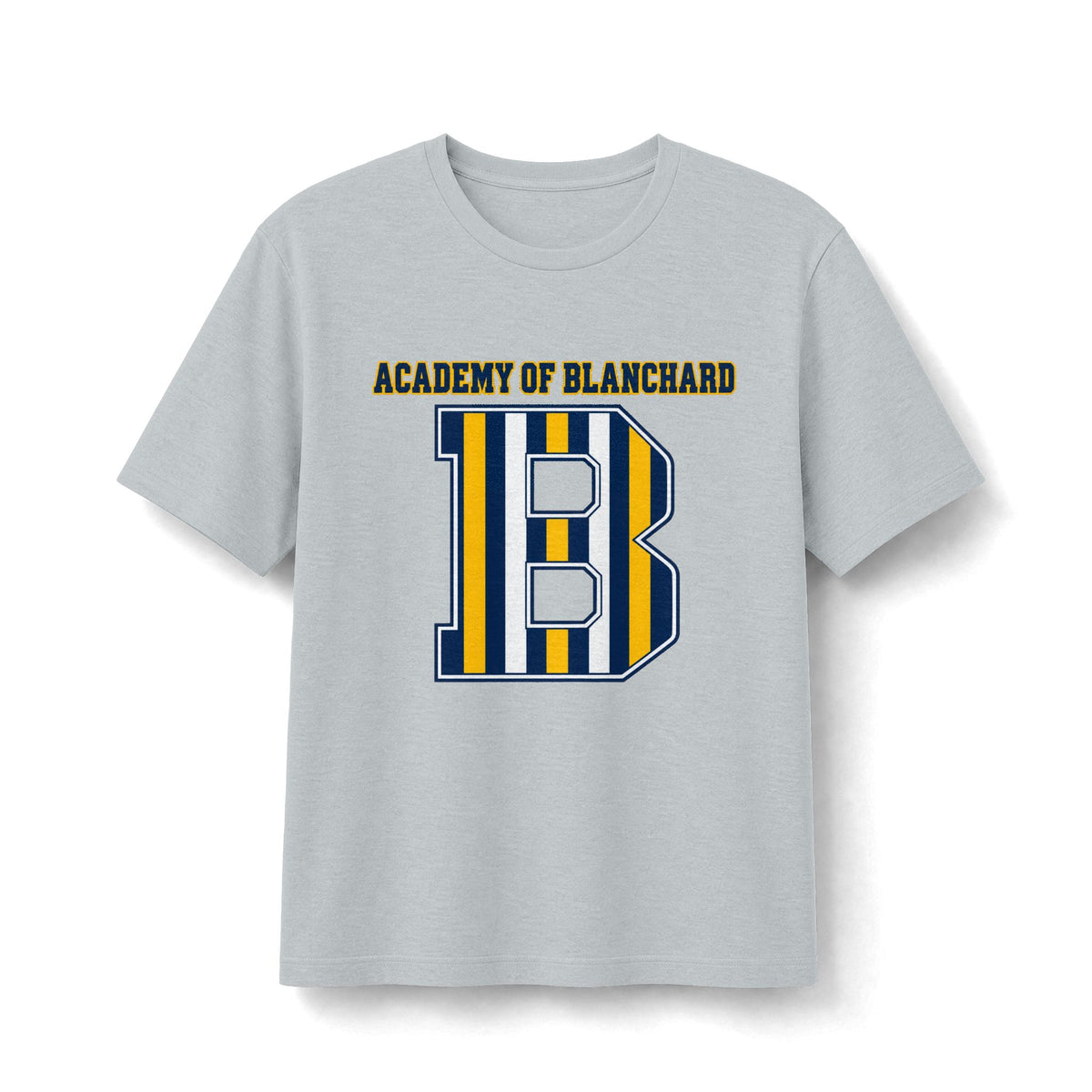 Academy of Blanchard Striped "B" T-Shirt - Navy and Gold School Tee