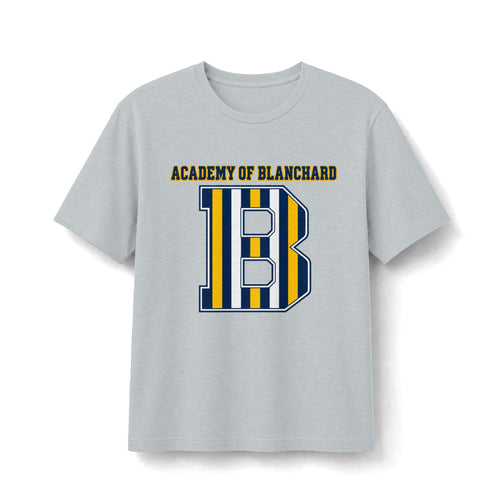 Academy of Blanchard Striped "B" T-Shirt - Navy and Gold School Tee