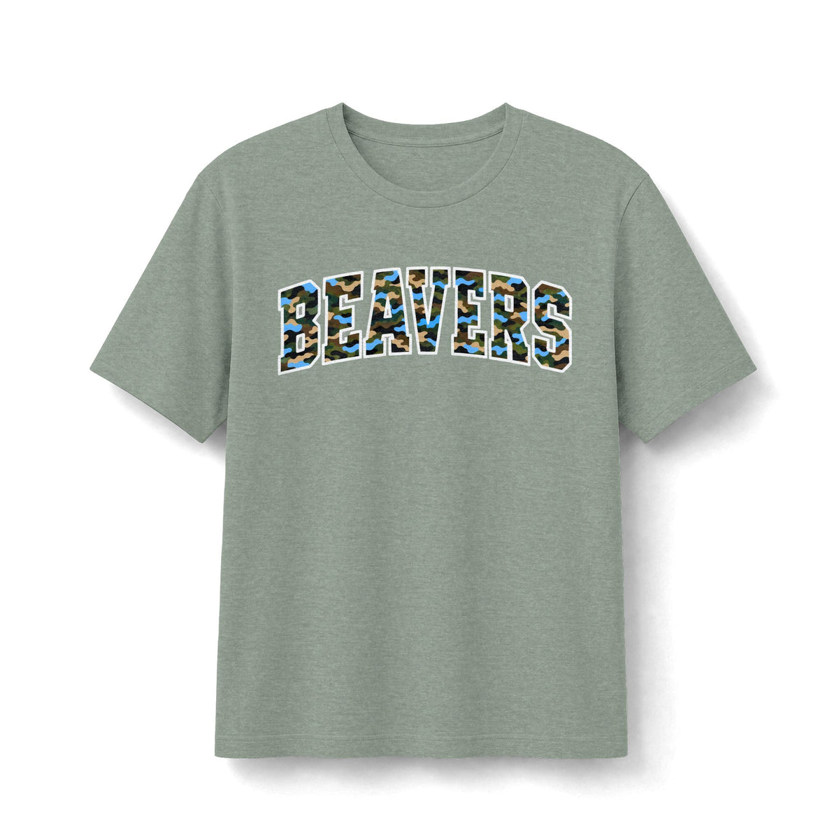 Beavers Columbia Blue Camo Tee - Bella+Canvas