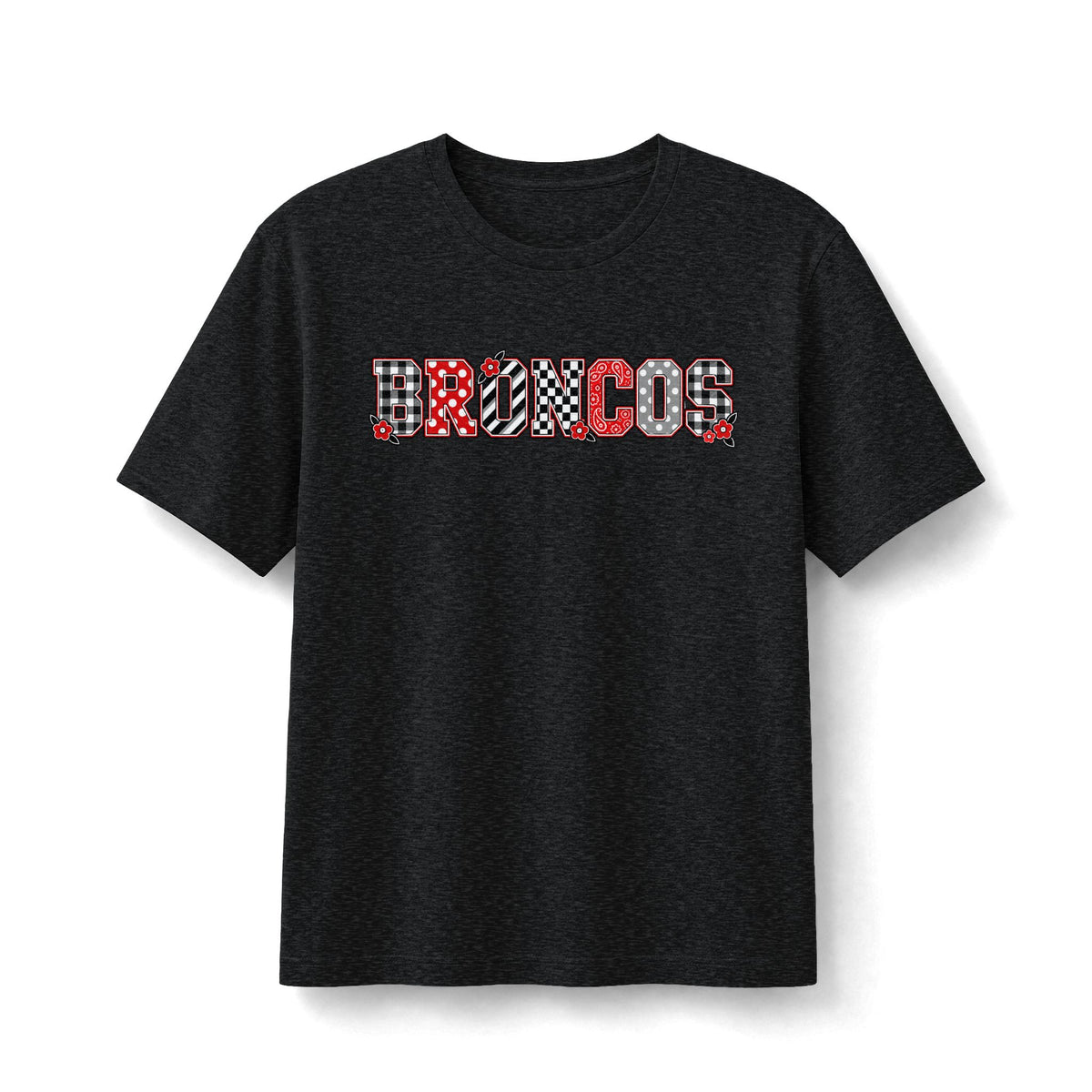 Broncos Mixed-Print Tee - Red, Black & White School Spirit