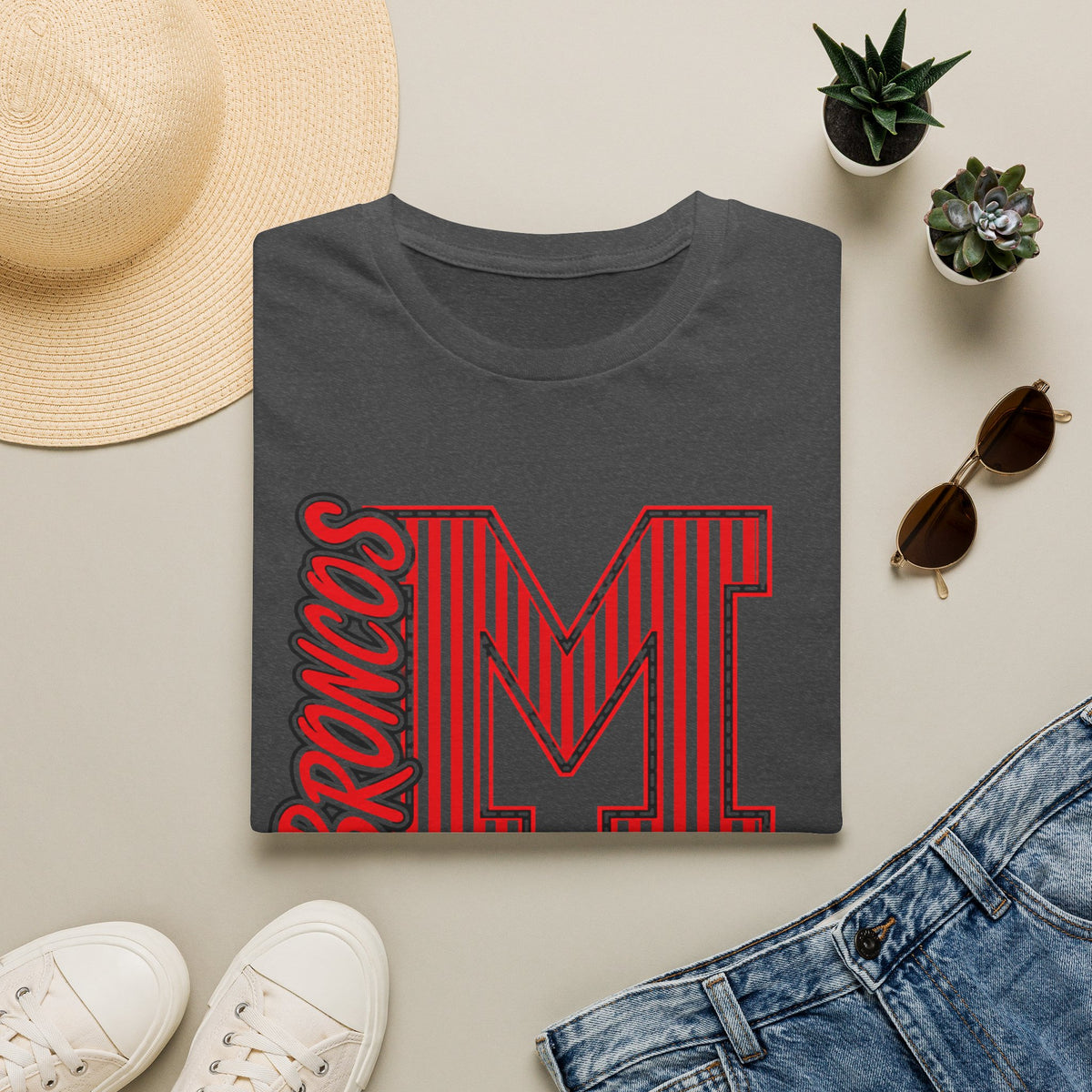 Broncos Varsity "M" Tee - Retro Letter Graphic T-Shirt
