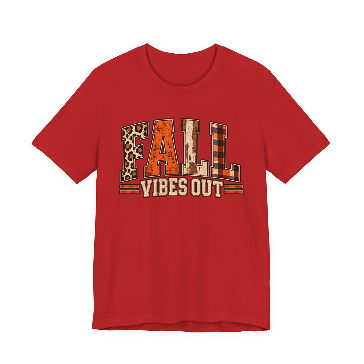 Fall Vibes Out T-Shirt - Leopard, Plaid & Rustic Autumn Tee