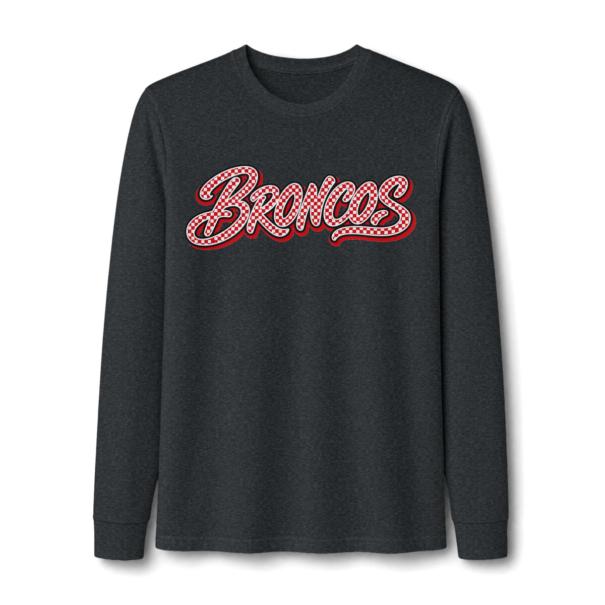 Broncos Checkered Script Tri-Blend Long Sleeve Tee