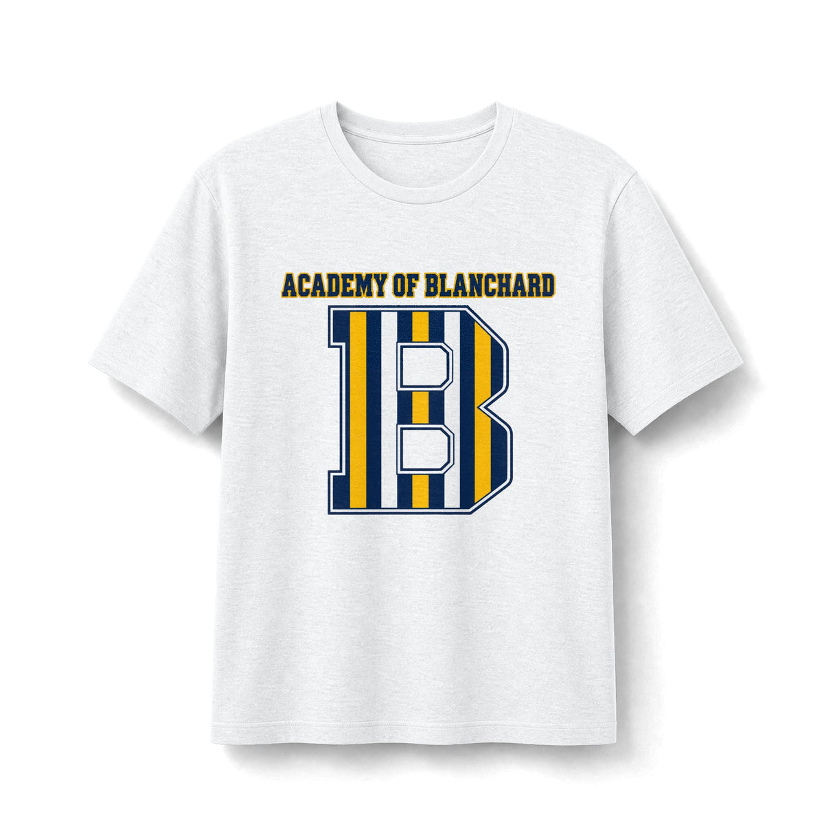 Academy of Blanchard Striped "B" T-Shirt - Navy and Gold School Tee