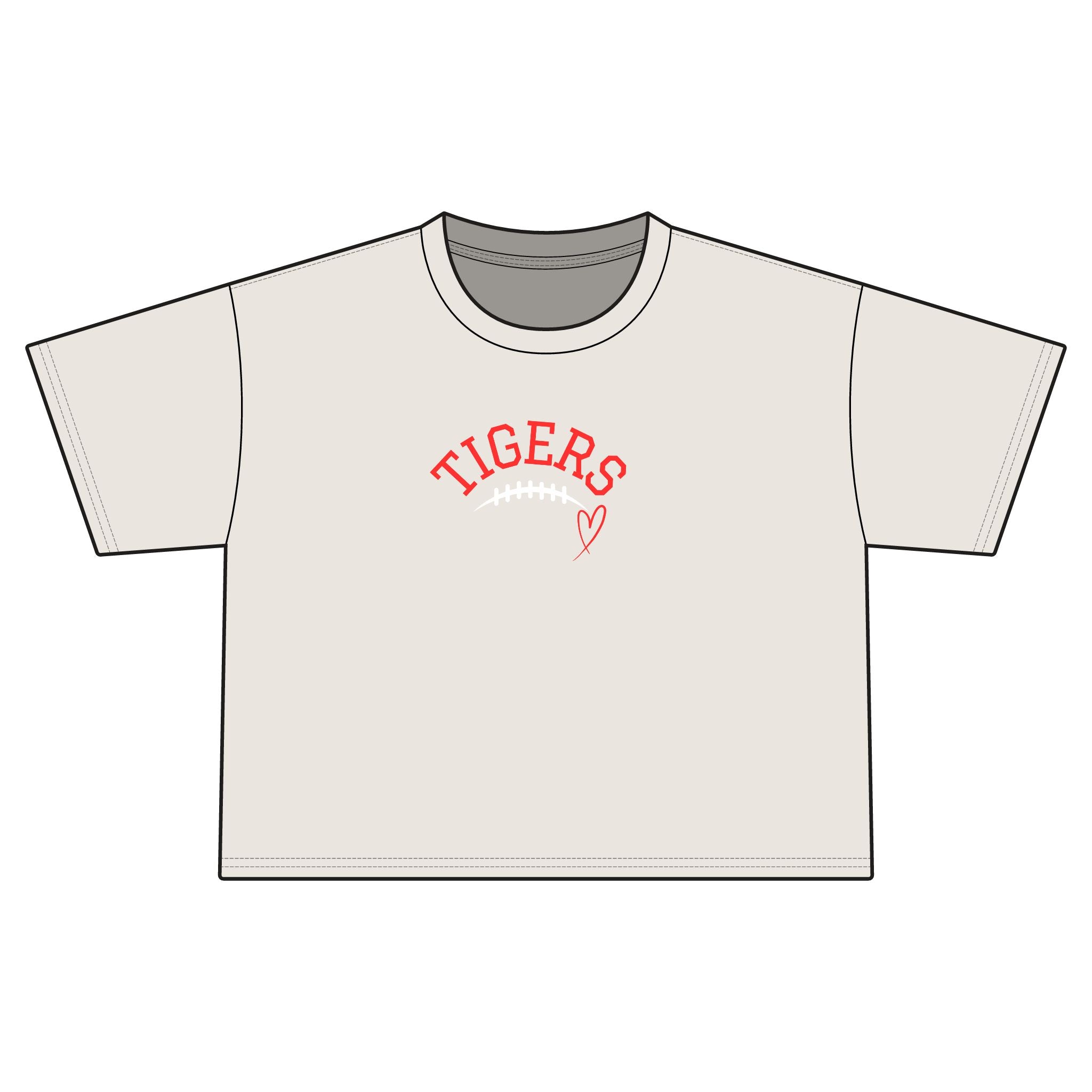 Tigers Football Heart Women's Jersey Crop Tee