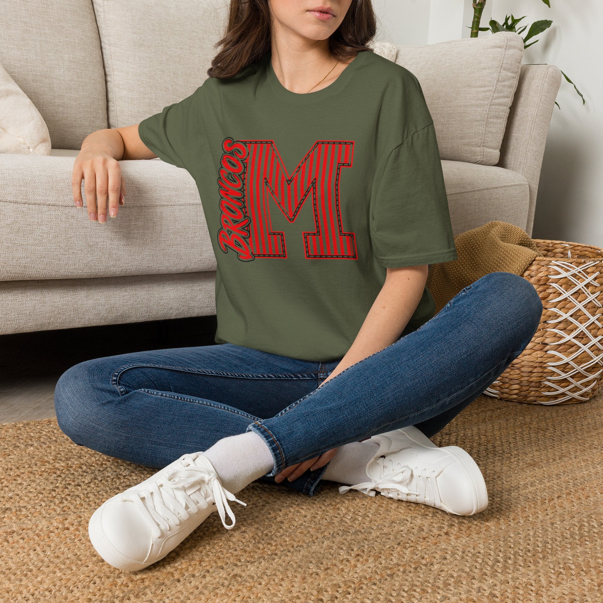 Broncos Varsity "M" Tee - Retro Letter Graphic T-Shirt