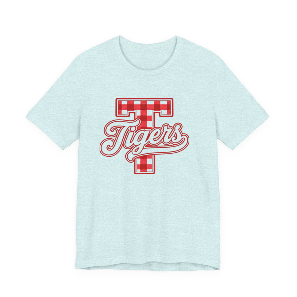 Tigers Plaid Varsity Tee - Preppy Script T-Shirt