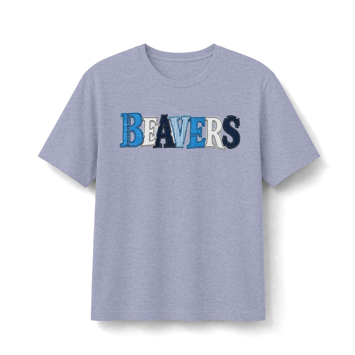 Beavers Denim Patchwork Tee - Bella+Canvas Heather CVC