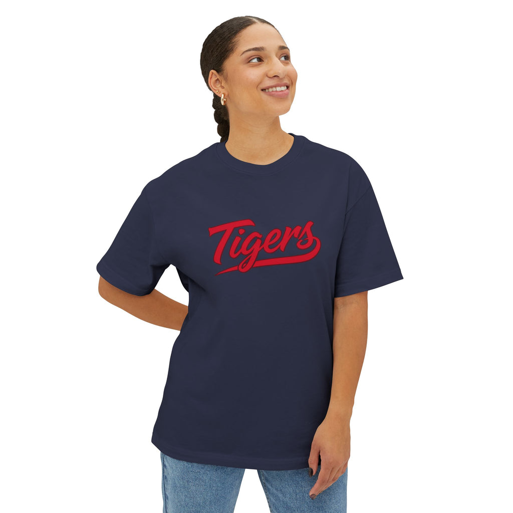 Tigers Script Tee | White oversized boxy T-shirt