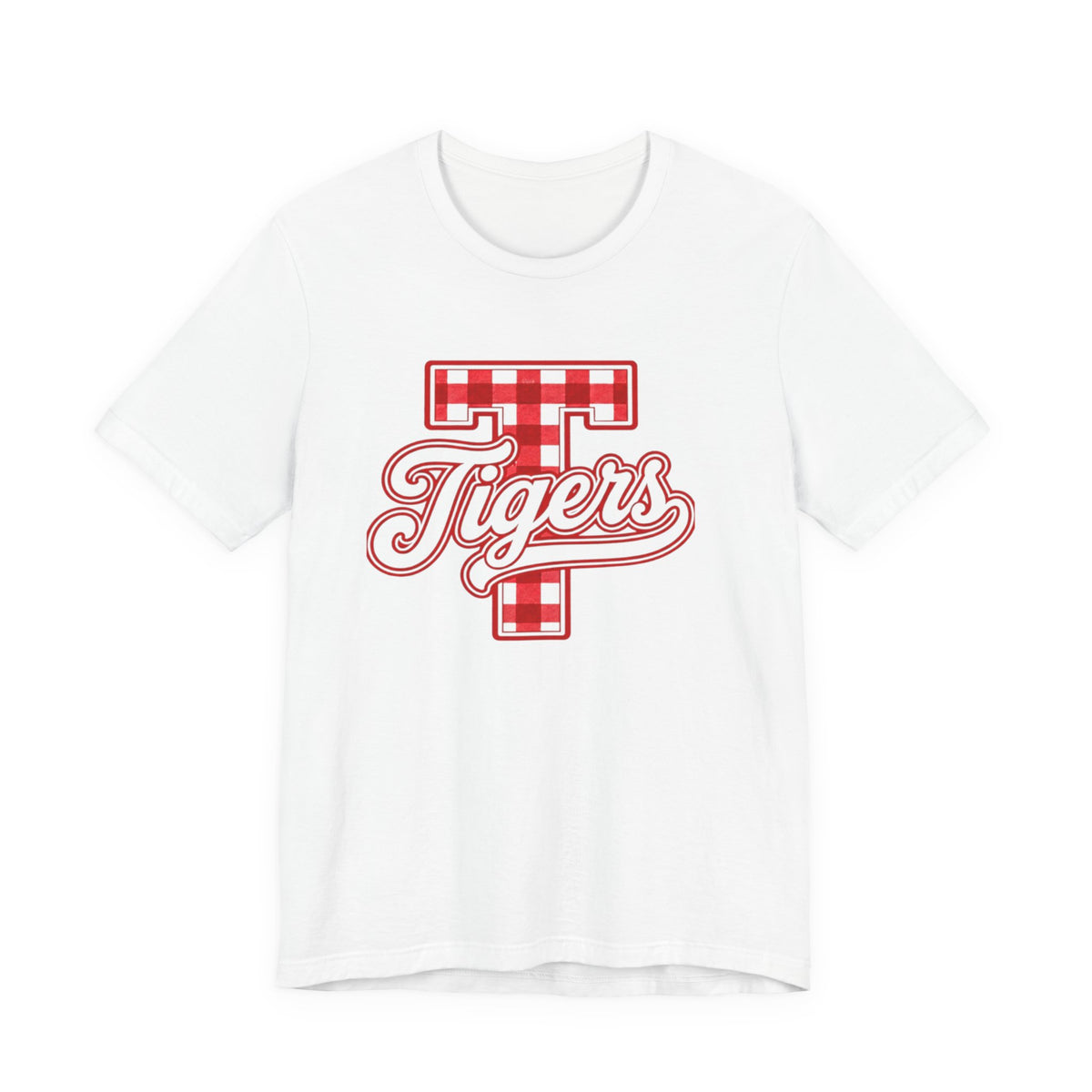 Tigers Plaid Varsity Tee - Preppy Script T-Shirt