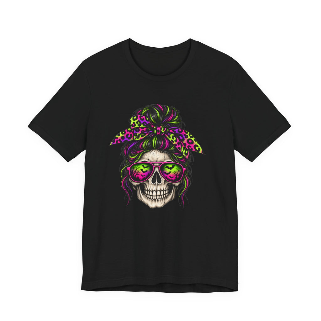 Neon Skeleton Girl T-Shirt - Colorful Halloween Graphics Tee