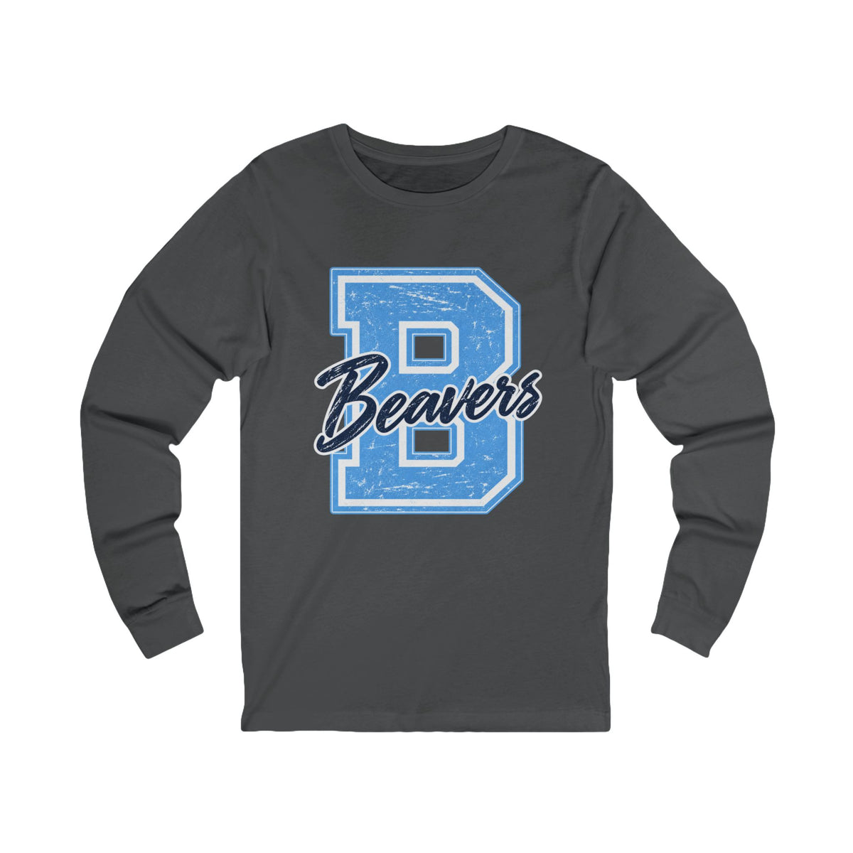 Beavers Distressed Letterman Long Sleeve Tee