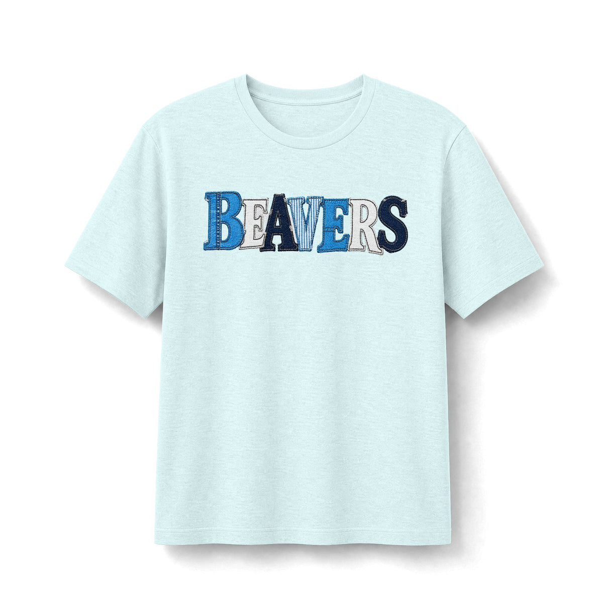 Beavers Denim Patchwork Tee - Bella+Canvas Heather CVC